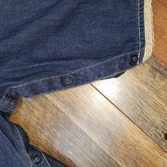 Oshkosh B'Gosh Denim Jumpsuit with Pink Floral Corduroy Lining, Size 12 Months - Picture 4 of 6